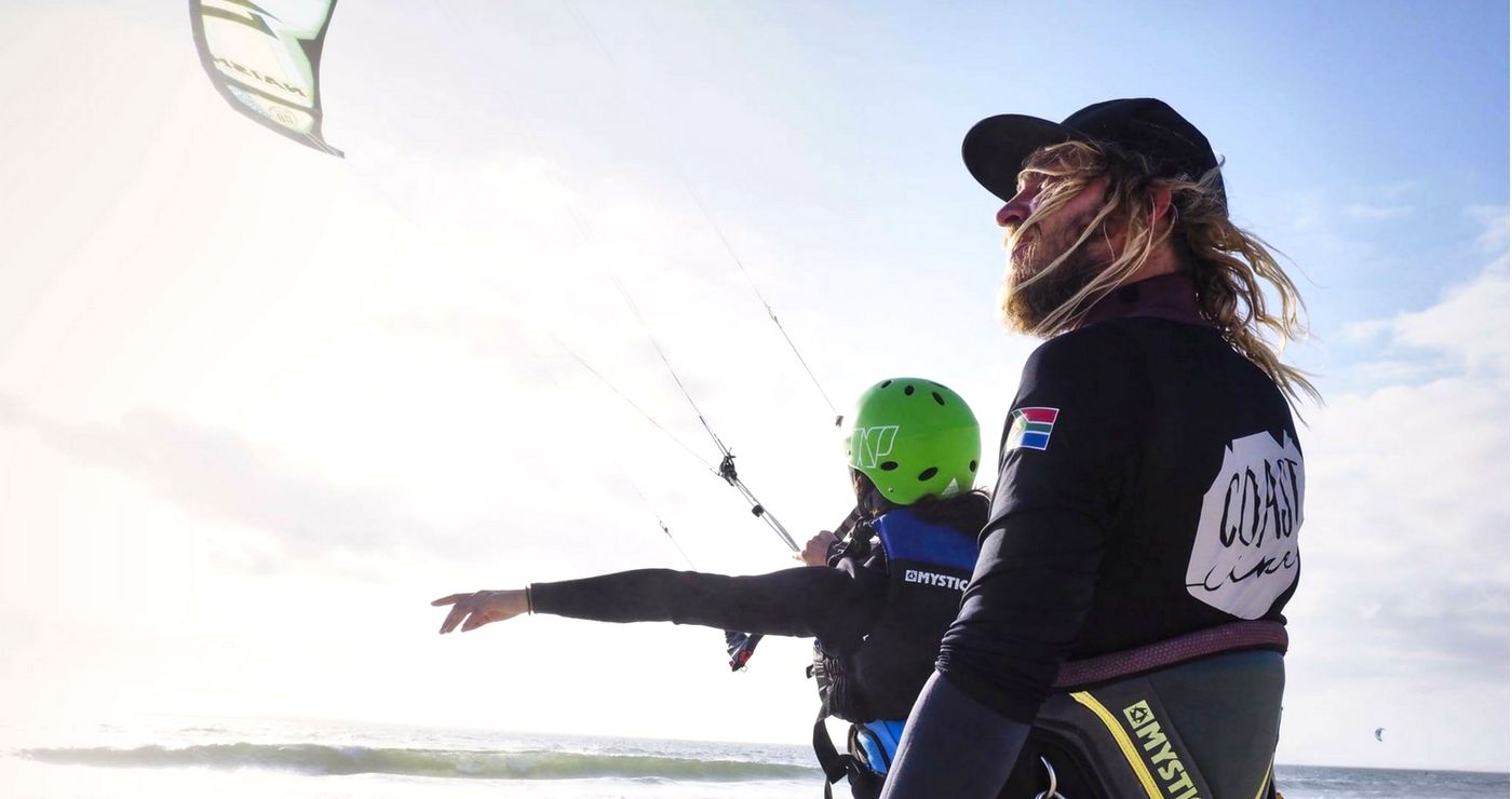 Kitesurfing with Coastline in Cape Town